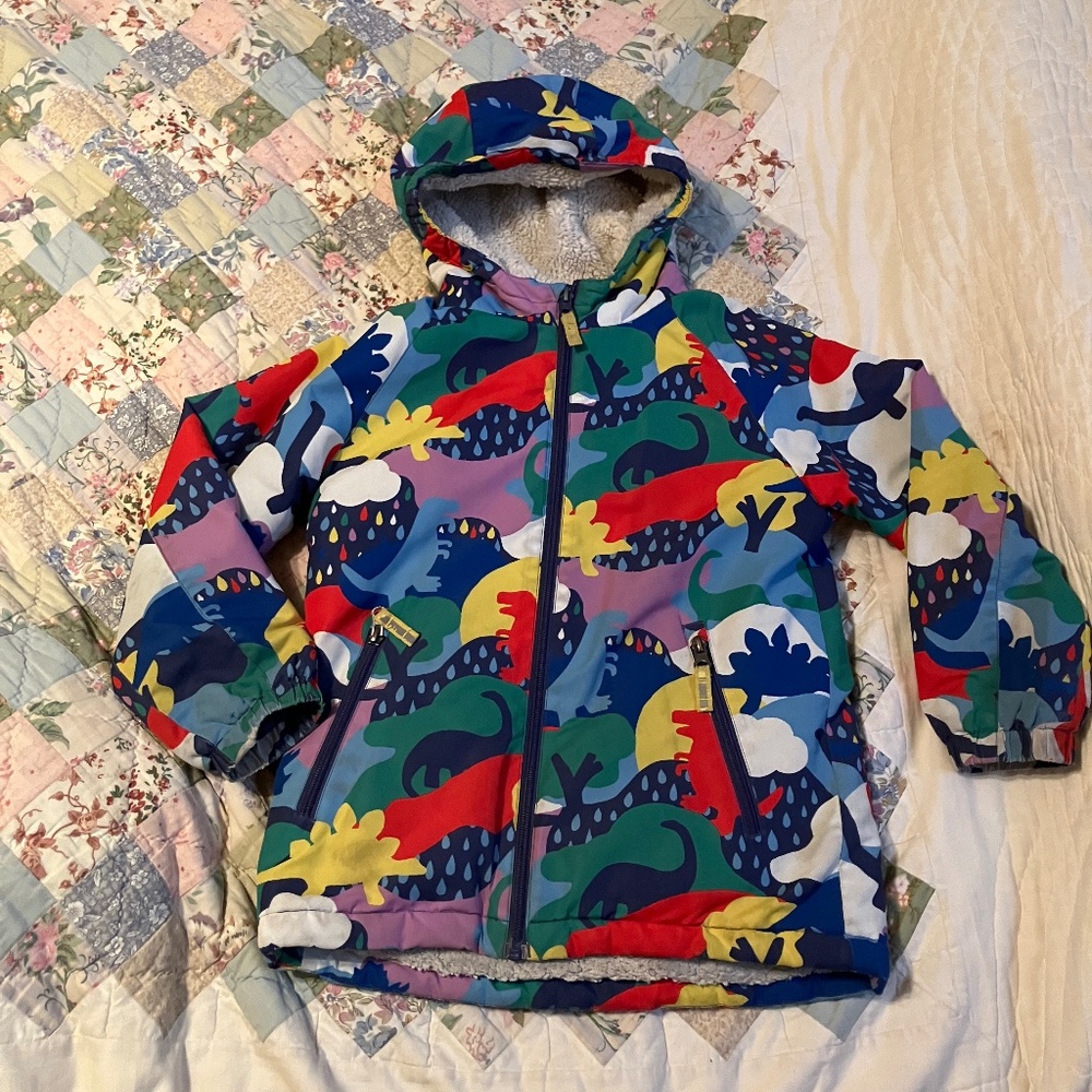 Mini Boden Rainbow Dinosaur Coat